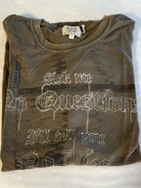Juicy Couture Ask Me No Questions Graphic T Shirt XXL Brown Y2K